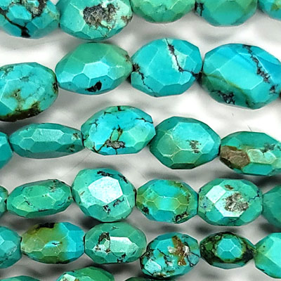 CHINESE TURQUOISE FACETED FLAT OVAL 8X13-12X18MM